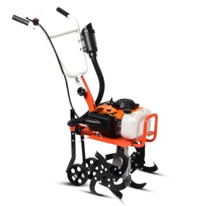 CROP10 78CC 4.5HP Petrol Mini Power Tiller, 4-Stroke Engine, 45CM Working Width, 10CM Depth, High Carbon Steel Blades for Farming & Weeding