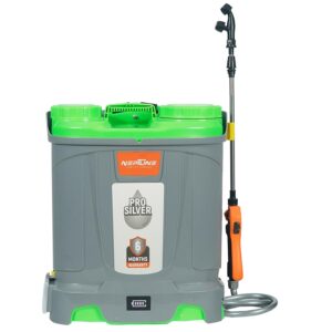 Neptune Silver Pro-12 Knapsack Battery Sprayer 12V 8Ah Single Motor, 18L Tank, Digital Battery Indicator, Telescopic SS Lance & 4 Nozzles