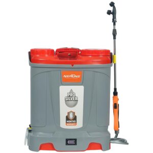 Neptune Silver Pro-13 Knapsack Battery Sprayer 12V 12Ah Single Motor, 18L Tank, Digital Battery Indicator, Telescopic SS Lance & 4 Nozzles