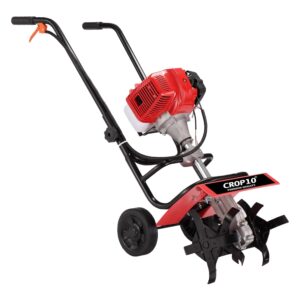 CROP10 52CC Top 2HP Petrol Mini Power Tiller 2-Stroke Engine, 30CM Working Width, 10CM Depth, High Carbon Steel Blades for Farming & Gardening